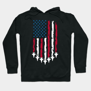 4th of July Fourth 4 Patriotic USA Flag Fighter Jets Men Kid Hoodie